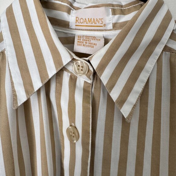 Vintage Tan and White Stripe Button Down Shirt Dress - Picture 5 of 8